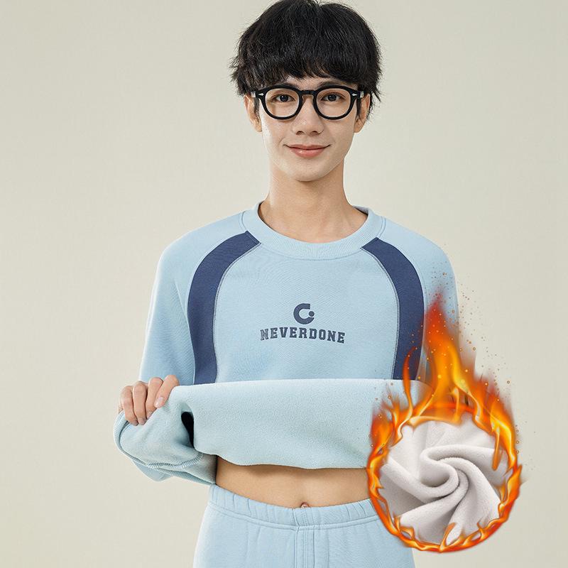 Мужское осеннее термобелье на флисовой подкладке: Подростковый студенческий зимний теплый набор