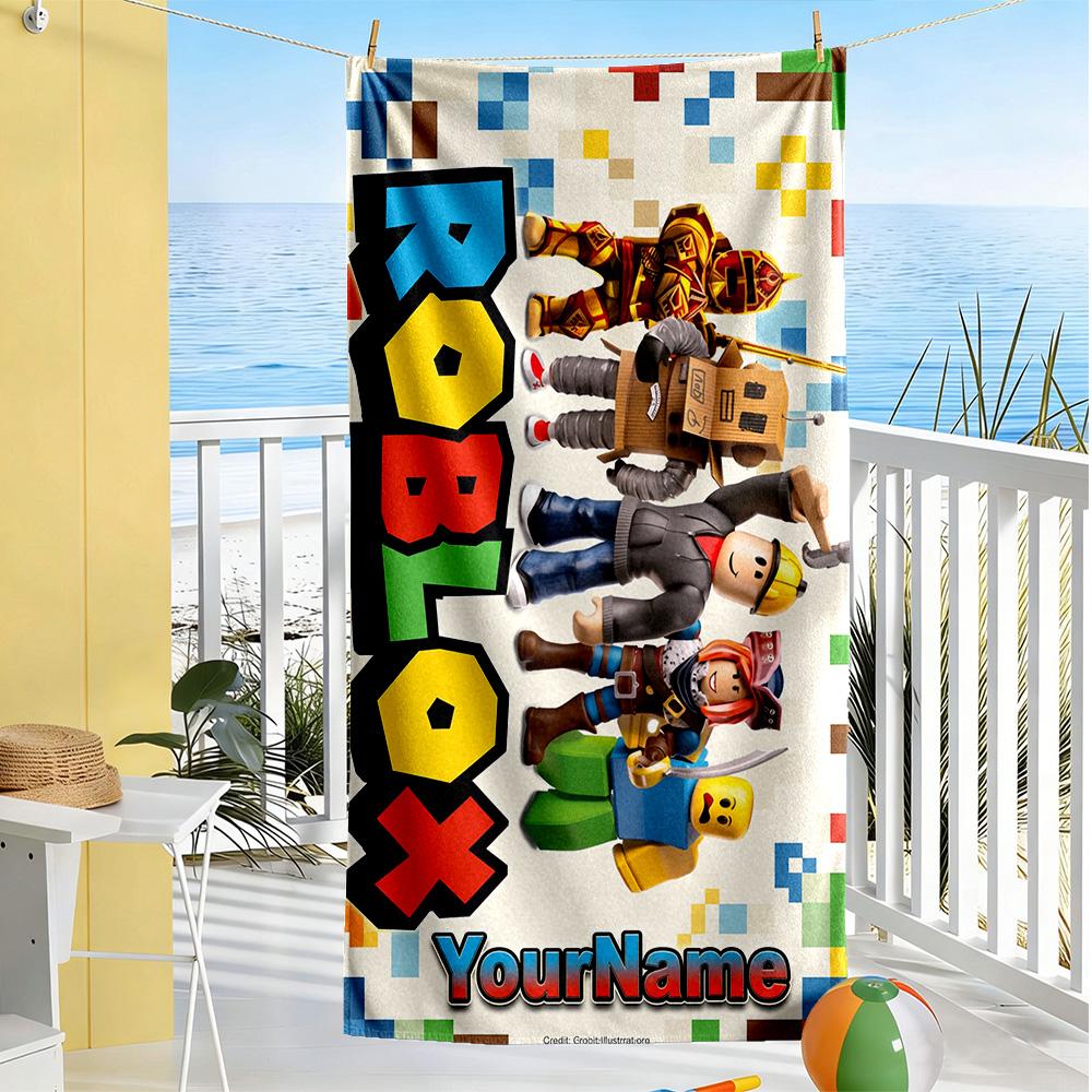 Roblox Personalized Name Beach Towel Super Soft Microfiber Quickdry Fabric Suitable for Swimming Gym Camping Yoga Vacation