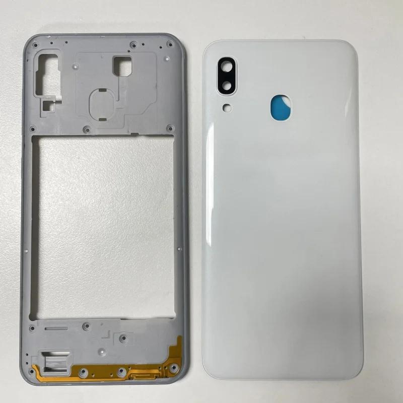 For Samsung Galaxy 30 2019 305 305F Middle Frame Bezel Battery Back Cover Rear By Housing Case With Camera Frame Lens