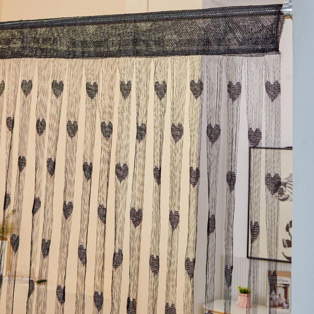 Solid Color Door Curtain Room Divider Tassel Curtain Retro Love Heart String Curtain Home Decor