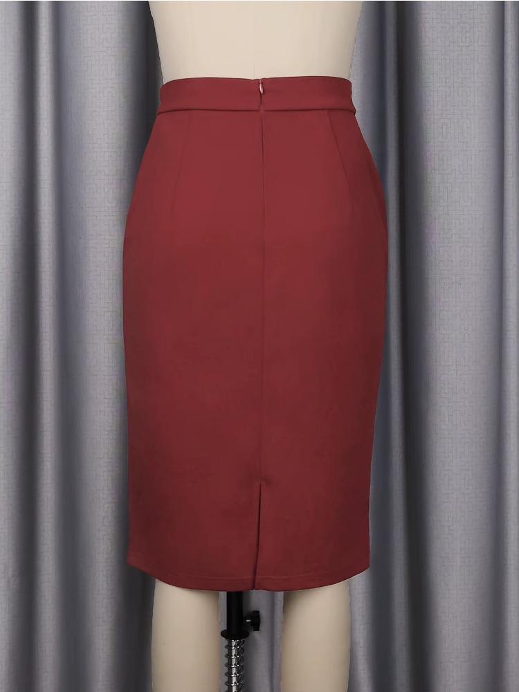 Элегантная женская юбка-карандаш с облегающим бедра силуэтом, высокой талией и карманом. Классическая офисная юбка для деловых леди.