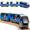 TOPLIVING Battery-Operated Magnetic Intercity Train with Wooden Train Toy Figures, Locomotive Train Toy for Toddlers Ages 3-5