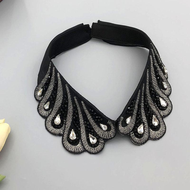 Beading Fake Collar Women Elegant Diamond Detachable Collars for Woman False Shawl Shoulder Wrap Lapel False Collars Woman Tie