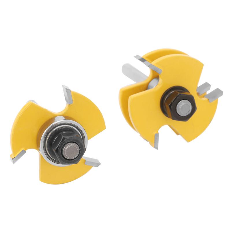 2x Набор фрез для пазов и шпунтов, хвостовик 1/4 дюйма, Т-образный набор инструментов для фрез с 3 зубьями