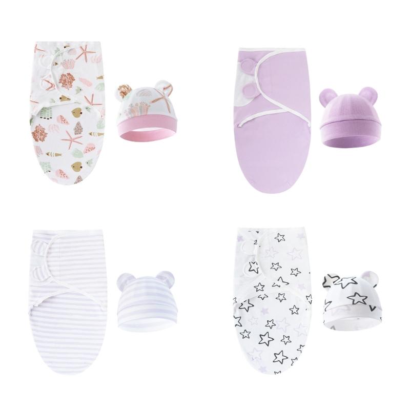 4 Комплекта Детских Пеленок-Коконов, Оберточных Одеял с Шапочкой-Капором, Спальные Мешки, Одеяла против Переворачивания, Пеленки для Малышей 0-12 Месяцев