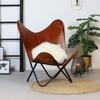 Handmade 100 % Leather Butterfly Chair Fully Assemble Living Room Relax Chair