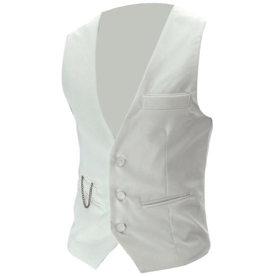 Мужской однотонный пиджак без рукавов с V-образным вырезом и карманом на пуговицах, жилет