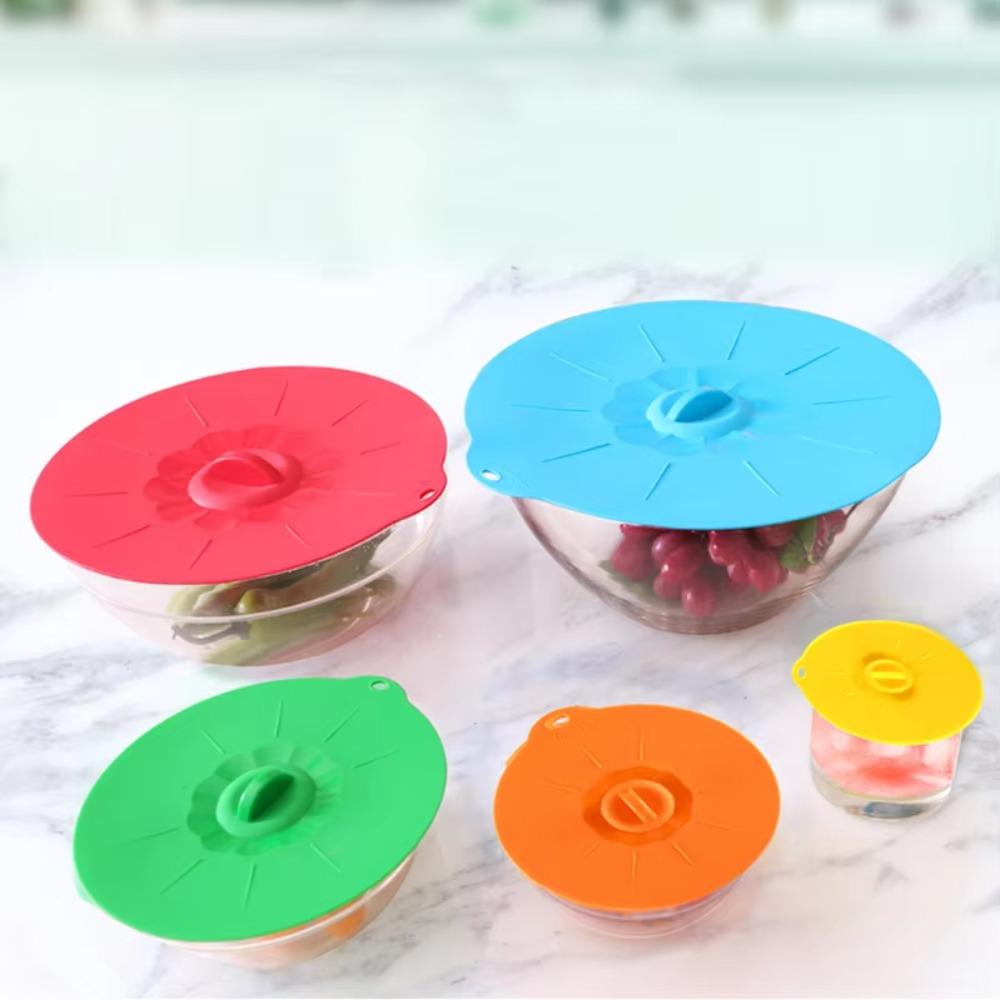 5Pcs Heat Resistant Suction Cover Spill-proof Pot Lid Household Microwave Bowl Cover Cup