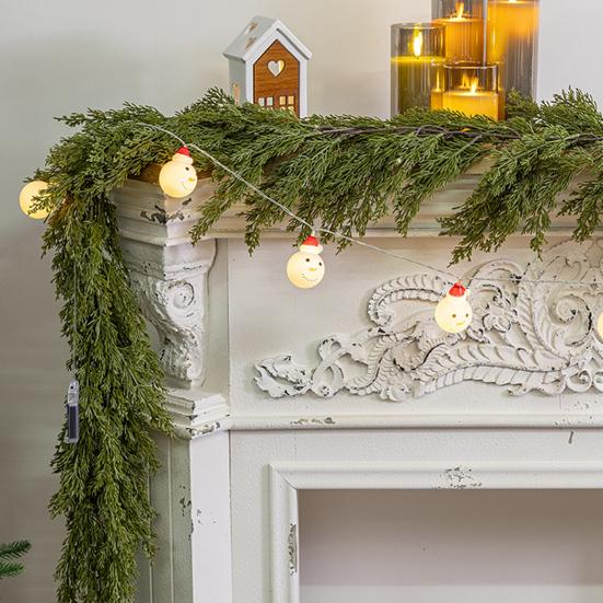 180/270CM Artificial Pine Needle Garland UV Resistant Christmas Norfolk Pine Rattan Fake Greenery Vine Mantle Porch Indoor Outdoor Decoration