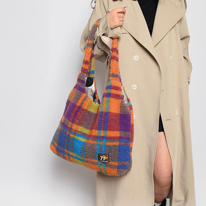 Женская ретро-сумочка из овечьей шерсти, милая пушистая сумка через плечо, сумка-тоут для работы, покупок, повседневного использования AVE