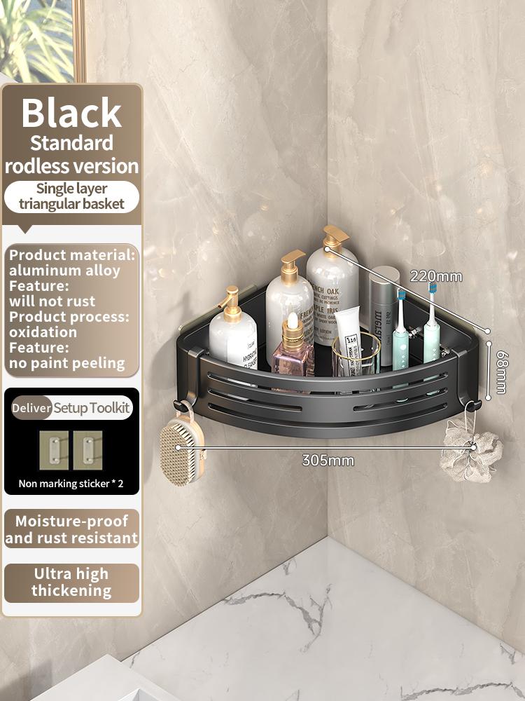 No-Drill Adhesive Style Aluminum Bathroom Shelf Shelves Shampoo Makeup Storage Holder Kitchen Organizer Wall Mounted Rack Access