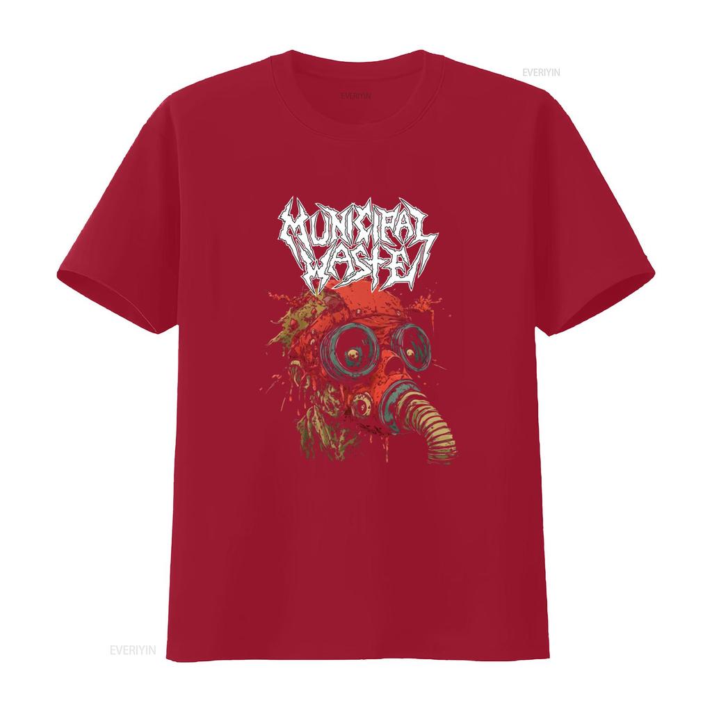 Municipal Waste Exclusive Metal Thrash Band Gasmask T Shirt Fashion Music Streetwear vintage Washed graphic Casual homme