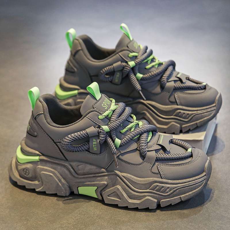 Men's Shoes Summer Breathable Mesh Trendy Versatile Dad Shoes Men's Teenagers Thick-soled Heightening Running Casual Sports Shoes