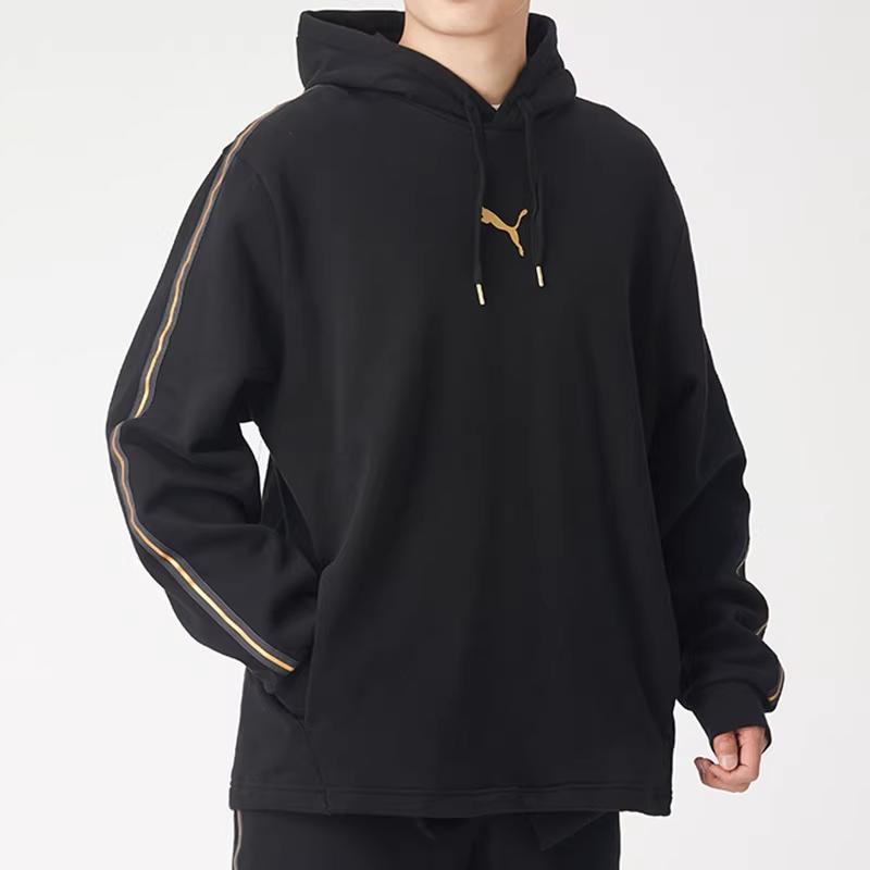 Puma Флисовая толстовка с принтом металлической фольги, мужская толстовка, черная 587139-01