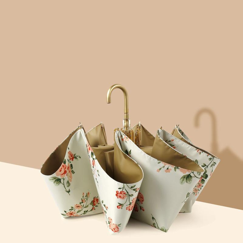 Французский изогнутый крючок, цветной резиновый крючок для зонта, женский зонтик от солнца с цветочным рисунком принцессы, сверхлегкий складной зонт