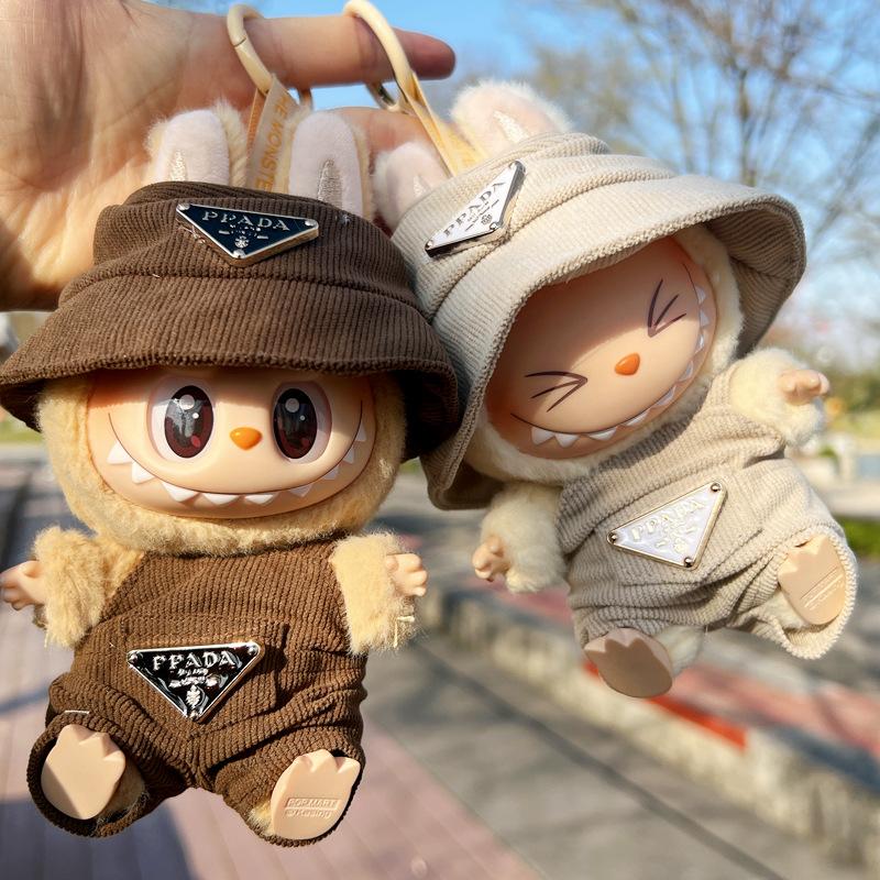 New Corduroy For Labubu Doll Clothing Set Hat 17cm Clothes Shoes Doll DIY Accessories Training Sitting Party Games Toys Gifts