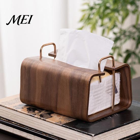 Bathroom Tissue Case Wooden Holder, Rectangular Decorative Paper Napkin Dispenser, Durable Home Accessory Organizer, for Office Desk Decor Box Holder