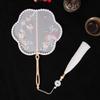 Clothing Acceessories Home Decoration With Tassel Long Handle Chinese Retro Style Embroidery Handheld Fan Pearl Edging