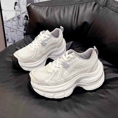 Кожаные дышащие кроссовки на толстой подошве, женские, модные, весенне-летние, новые, универсальные, удобные, с мягкой подошвой, повседневные спортивные туфли