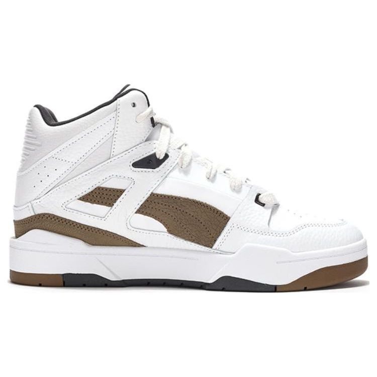 Puma Slipstream Кожа с трещинами Удобные Универсальные Модные Высокие Повседневные Кроссовки Унисекс Белый Коричневый 393273-02