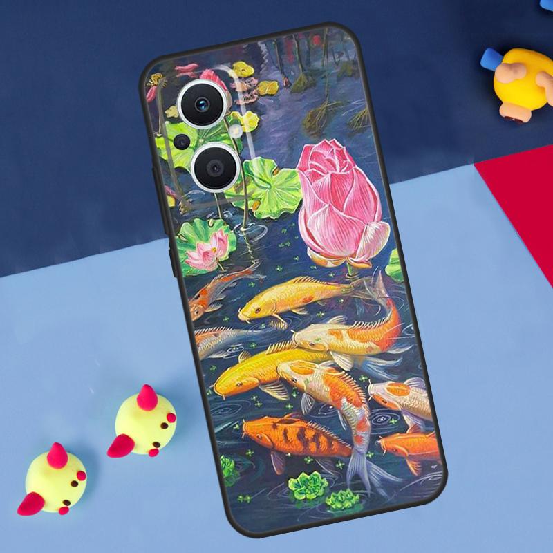 Картина с рыбой Кои для OPPO Reno 12F 13F 14F 11F 10 11 12 13 14 Pro 8T 7 8 Lite OPPO Find X9 X8 X6 X5 Pro Чехол