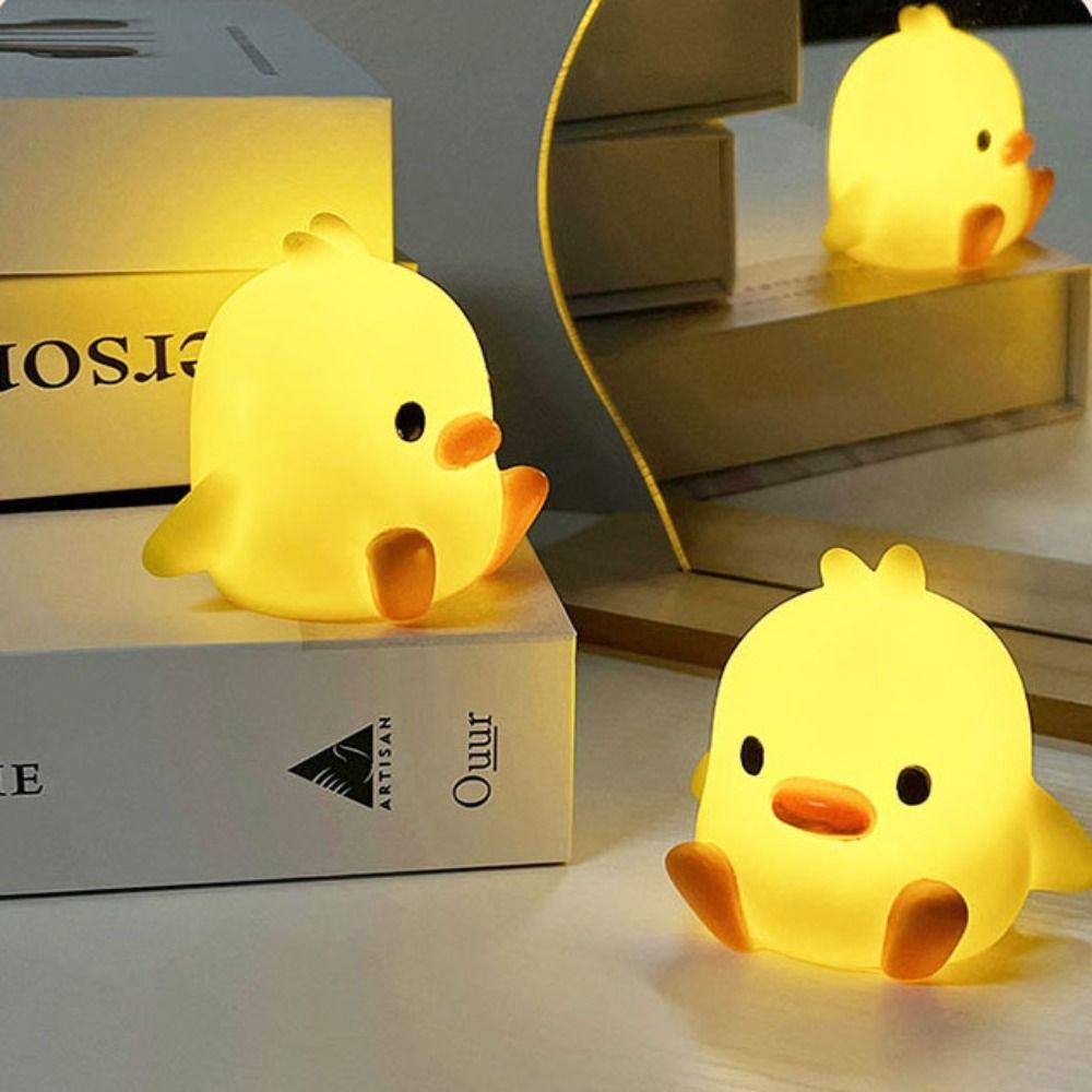 Silicone Duck Night Light Cartoon Bedside Lamp Decoration Gift Sleeping Lamp  Baby Children Kid