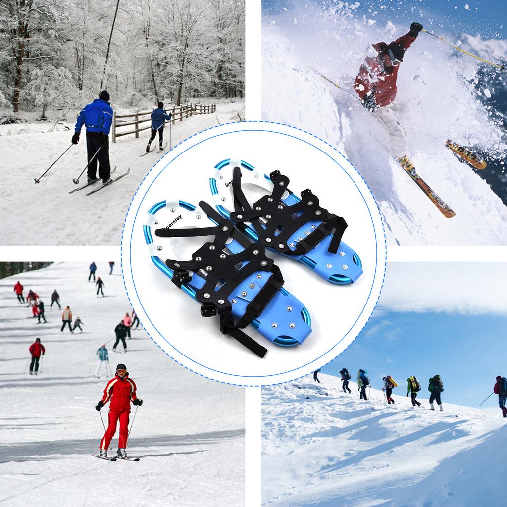 Комплект снегоступов Doorslay и палок для походов, зимнее снаряжение для приключений, сумка для переноски горного снаряжения