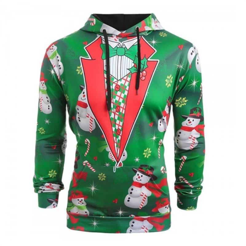 Hoodies For Men Women Ugly Christmas Sweater Xmas 3D Funny Printed Long Sleeve Hoodies Pullover Blouse Tops Graphic Sweatshirts