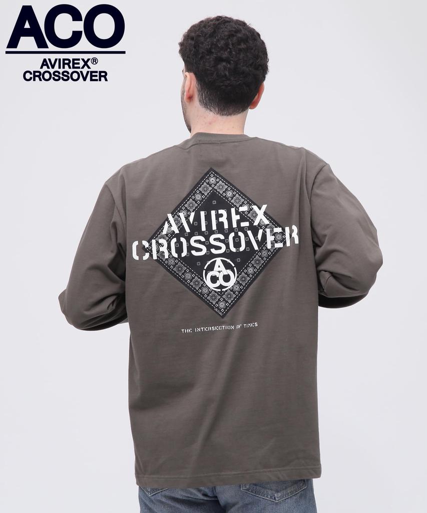 Avirex Crossover Bandana Patch Long Sleeve T-Shirt, Men's, Size 2XL, 310, Olive, 783-4230023