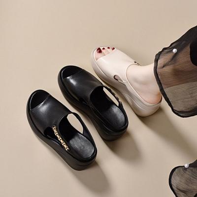 Сандалии на платформе Muffin женские летние 2025 года на танкетке с нескользящей толстой подошвой, увеличивающие высоту, с мягкой подошвой, водонепроницаемые женские туфли