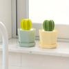 1PC Cactus Shape Dishwashing Brush with Drip Tray, Sturdy Cleaning Brush Set for Kitchen