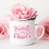 Teaching Is A Work of Heart Printed Enamel Mug Friends Original Mugs Coffee Cups To Sublimate Stainless Cup Drinkware Cupshe Bar
