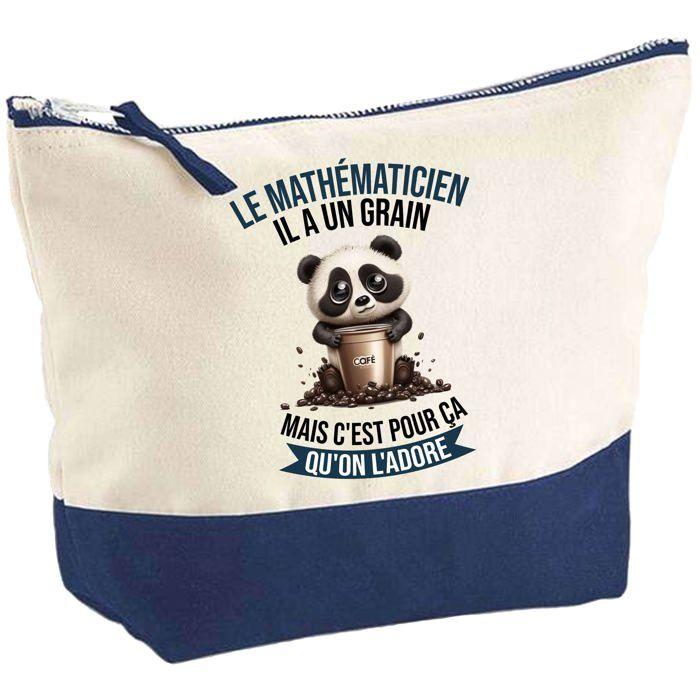 Trousse de maquillage - PLANETEE - Le Mathématicien Panda Grain - Grand format - Impression sublimation HD - Coton Made in France