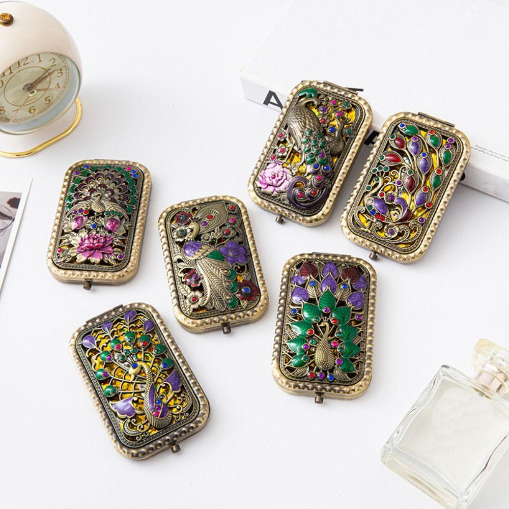 Прямоугольные Двусторонние Зеркала для Макияжа Винтажное Складное Косметическое Зеркало Новое Ретро Маленькое Зеркало