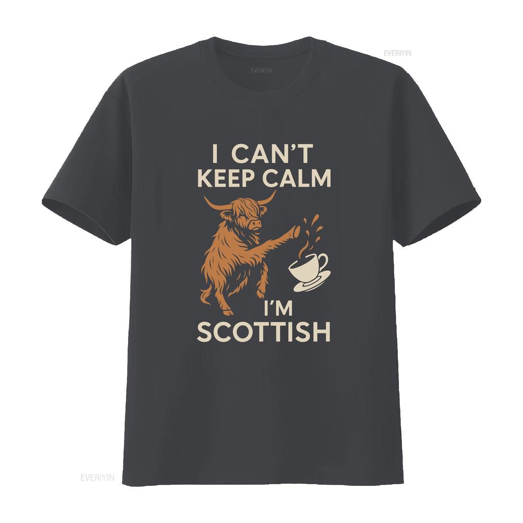 Scottish Highland Cow T Shirt Funny SweaT I Cant Keep Calm Im Scotland Lover Pride vintage Washed Unisex graphic Versatile