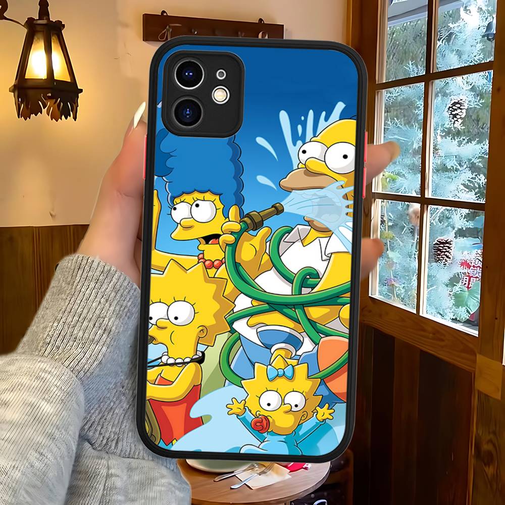 Смешной мультяшный чехол для телефона S-Simpsons для iPhone 16 15 14 Plus 15 13 12 11 Pro Max X XS MAX Матовый чехол