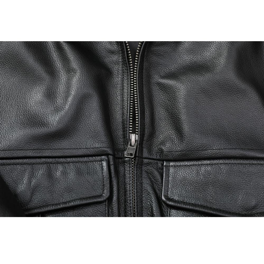 Китайский размер Мужская кожаная куртка из натуральной коровьей кожи с воротником из натурального меха Летные куртки Мужские пальто из коровьей кожи Зимняя одежда ВВС