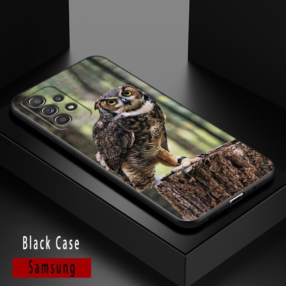 Cute Baby Owl Animal Cases For Samsung Galaxy A52 Funda Samsung A52s A54 A53 5G A72 A73 A33 A31 A32 A51 A71 A41 Soft Black Cover