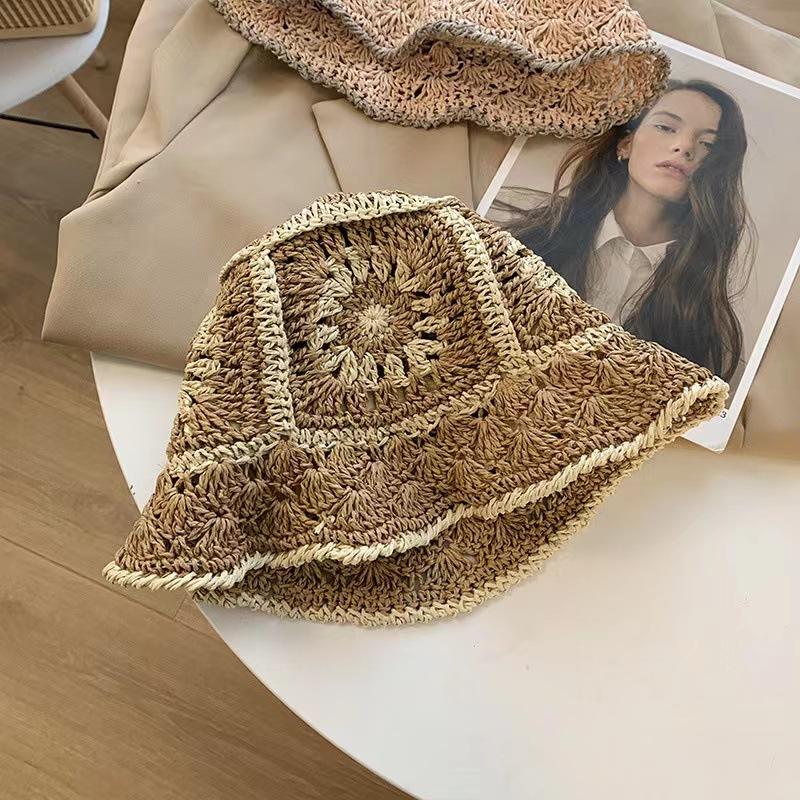 Соломенная шляпа детская весенне-летняя соломенная цветочная солнцезащитная шляпа с большим карнизом, универсальная, повседневная, пляжная шляпа для женщин