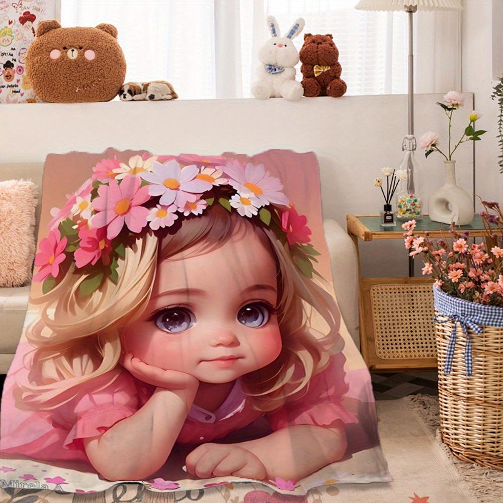 Sweet and cute child-themed pattern Flannel printed blanket suitable for all seasons suitable for living room office sofa travel