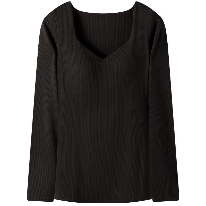 Женские теплые зимние топы с воротником-стойкой, накладками на грудь, двусторонним бархатом с начесом, бюстгальтером и нижней рубашкой из утолщенного немецкого бархата