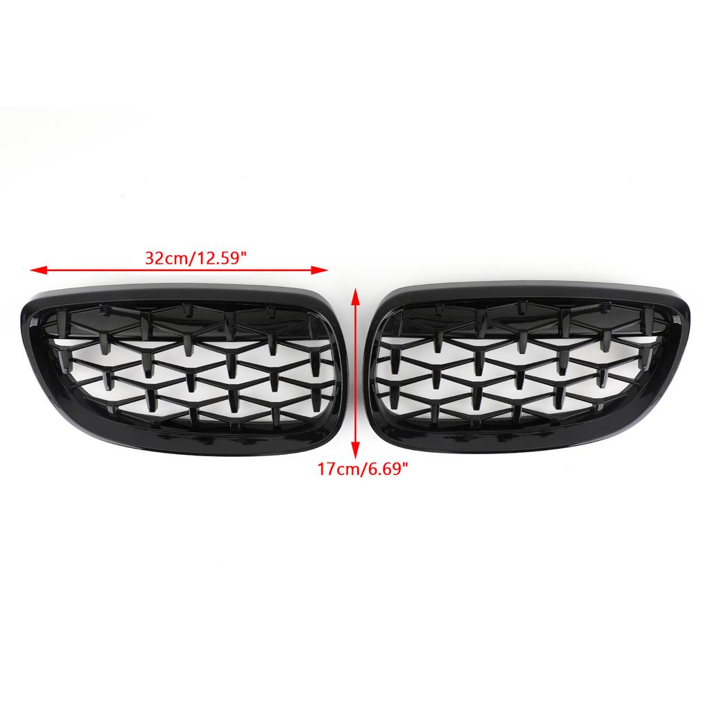 Front Kidney Grille Grill Fit BMW 2007-2010 E92 E93 328i 335i 2DR Meteor Black