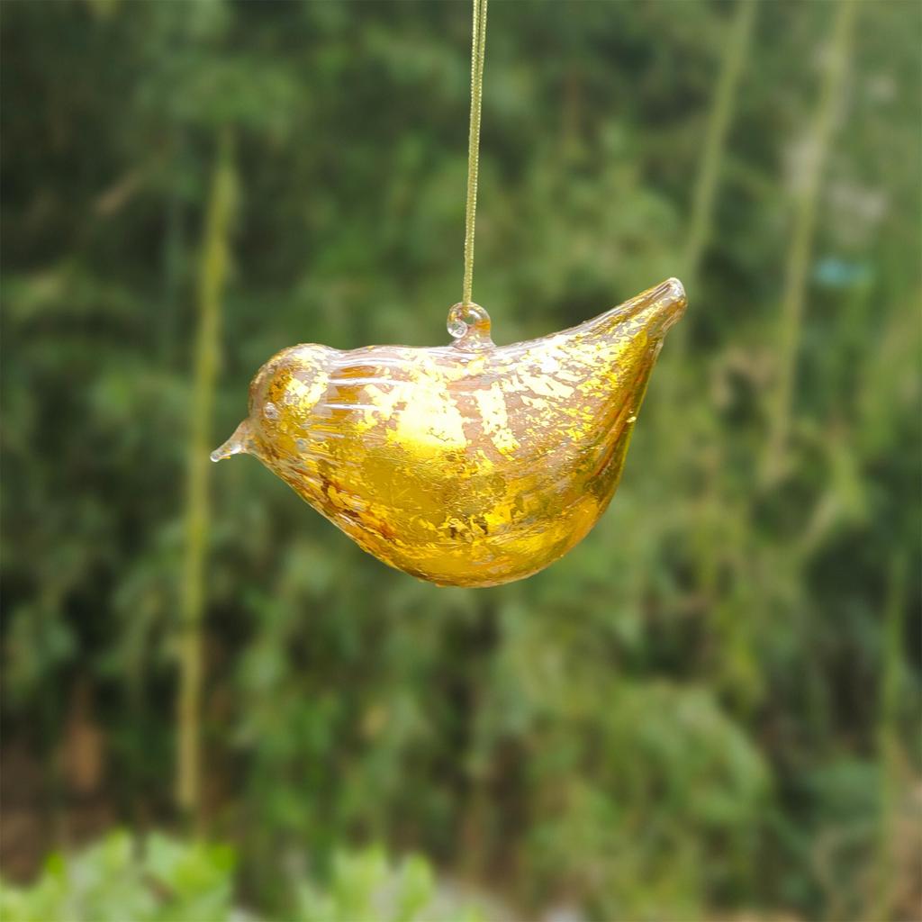 Golden borosilicate glass bird Christmas