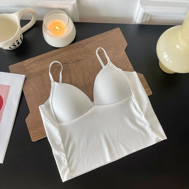 Летний тонкий шелковый бесшовный комфортный внешний вид жилет на бретельках через шею красивая спина маленькая грудь пуш-ап бюстгальтер французские треугольные чашки нижнее белье для женщин