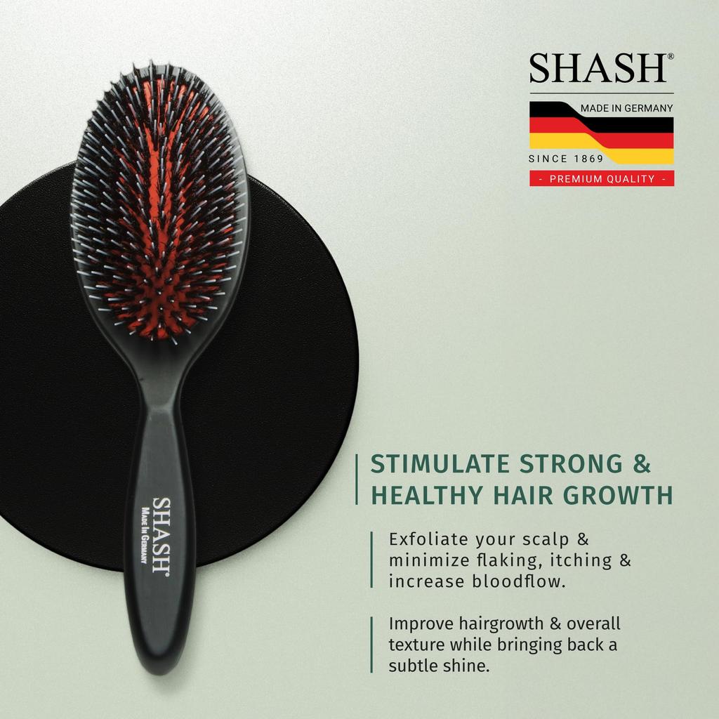 Handmade in Germany since 1869 Nylon and Boar Bristle Brush For Normal to Heavy and - Hair, Travel, Kids, (Medium)