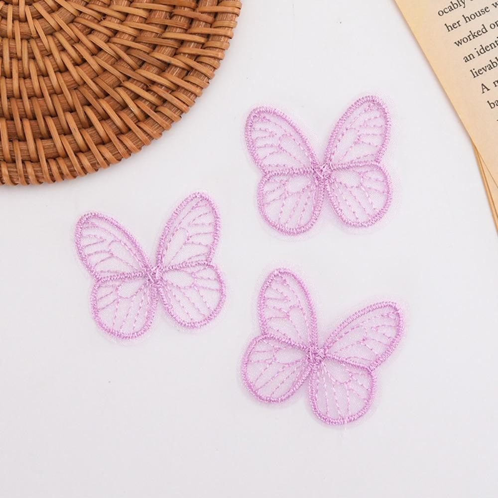 100pcs 4.5CM Chiffon Butterfly 3D Simulation Mesh Butterfly Patch Hair Clip Accessories