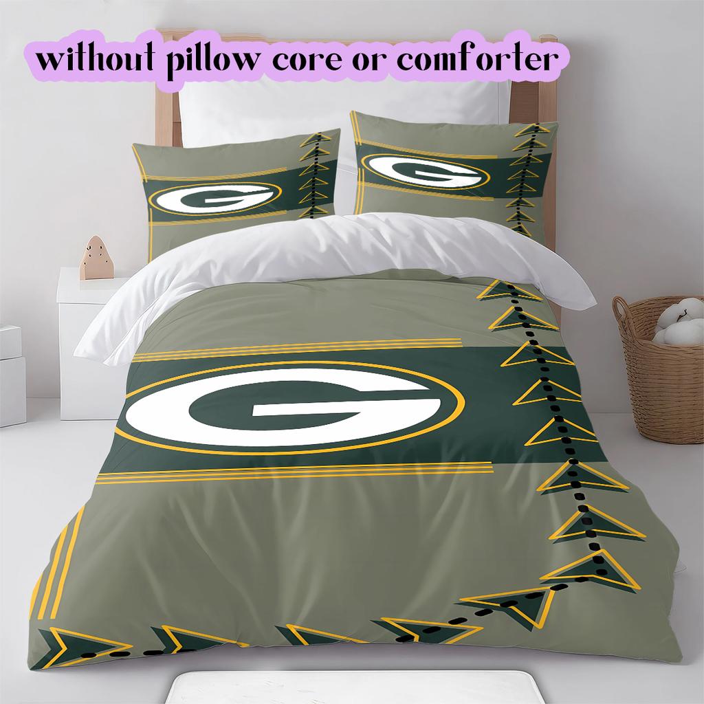 football Logo Pattern Bedding Quilt Set Quilt Cover Pillowcase Home Decoration Birthday Gift (1*duvet cover+ 2*pillowcase, without core)