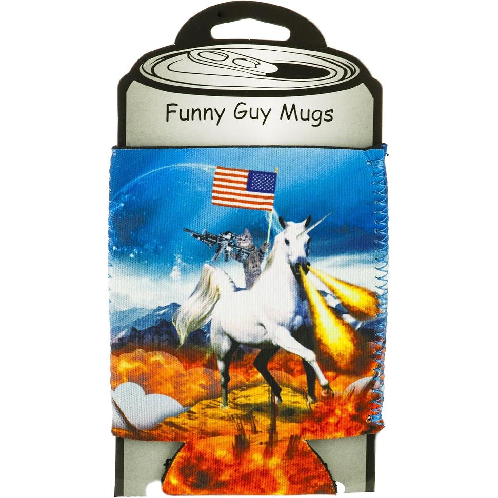 Funny Guy Mugs Space Cat Collapsible Neoprene Can Coolie - Unicorn Drink Cooler