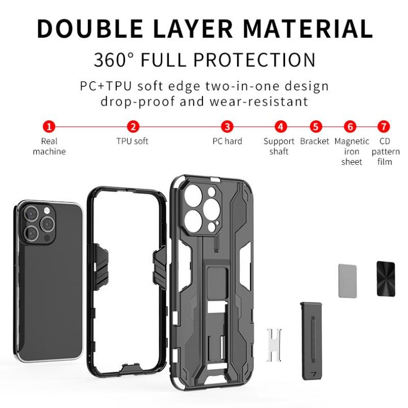 Противоударный чехол с бронированной структурой для iPhone 15 14 13 12 mini 11 Pro Max XS XR 8 7 6 Plus 8 7 6 G SE2 Чехол с держателем Магнитный чехол