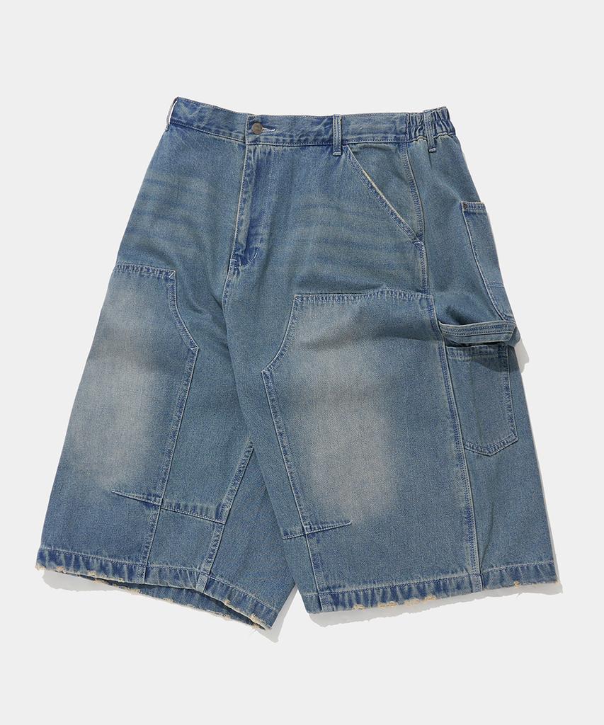 COLUMBIA UNIVERSITY Utility Double-Knee Denim Bermuda Shorts Pants_Light Jean